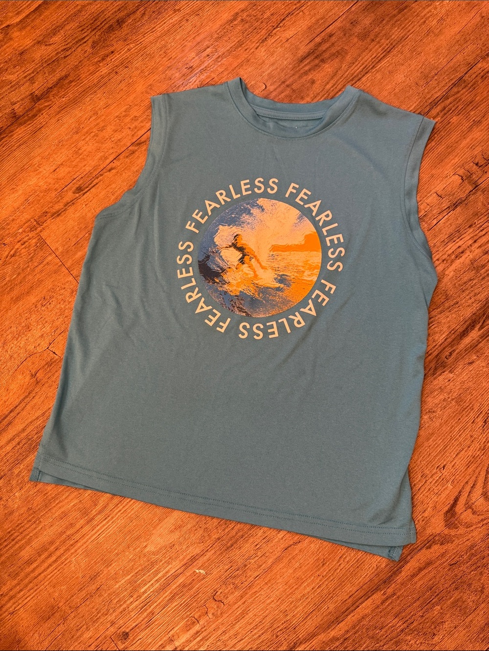 Xersion Teal Graphic Sleeveless Tank with Yellow Accent